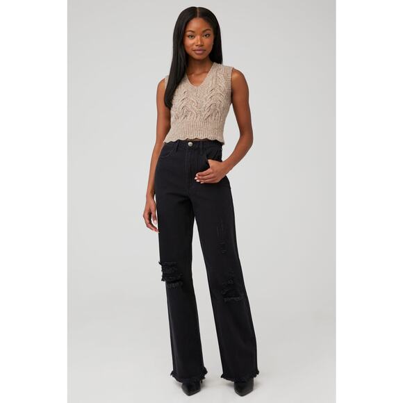 Show Me Your Mumu 90s Straight Jeans Black Denim 25 NWT - Picture 3 of 9